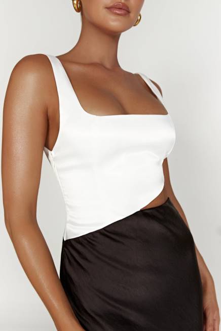 Kleidung Meshki Gianna zweifarbiges, geschlitztes Maxikleid Schwarz 2F8B415