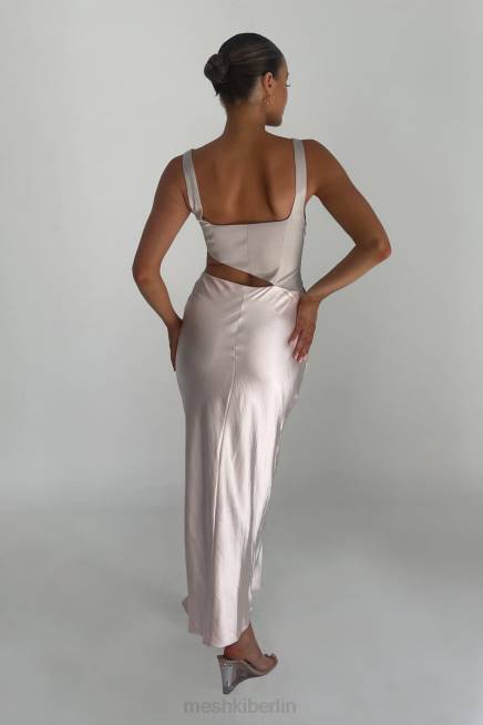 Kleidung Meshki Gianna zweifarbiges, geschlitztes Maxikleid erröten rosa 2F8B466