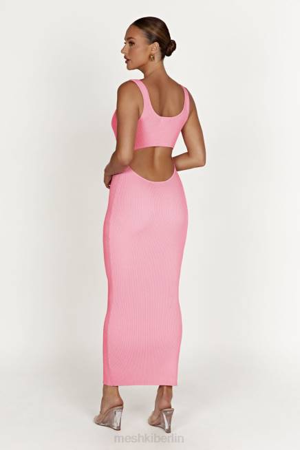 Kleidung Meshki Hadley rückenfreies Strick-Maxikleid Bonbonrosa 2F8B496