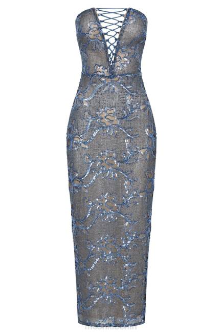 Kleidung Meshki Harriet Pailletten-Maxikleid Blau 2F8B446