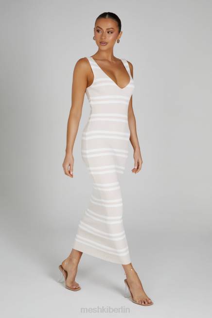 Kleidung Meshki Henrietta Maxikleid aus gestreiftem Strick nackt/weiß 2F8B100