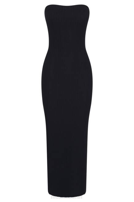 Kleidung Meshki Imani trägerloses Strick-Maxikleid Schwarz 2F8B645