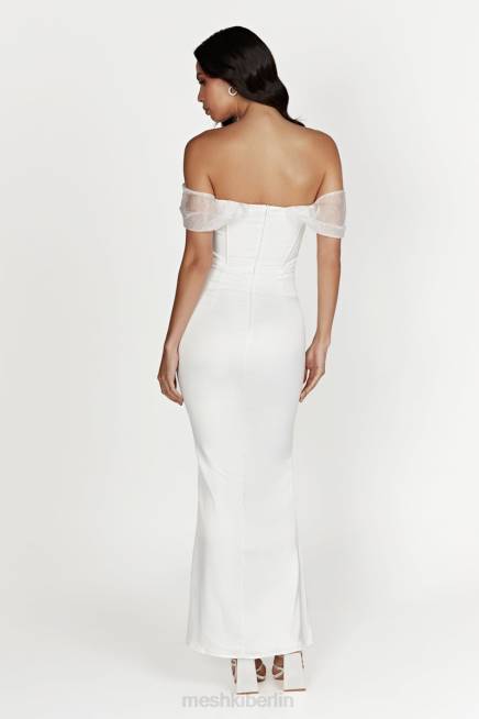 Kleidung Meshki Immer schulterfreies Maxikleid aus Organza-Satin Weiß 2F8B506