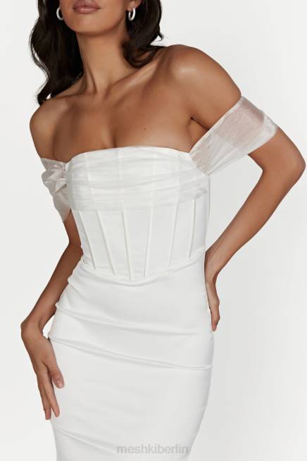 Kleidung Meshki Immer schulterfreies Maxikleid aus Organza-Satin Weiß 2F8B506