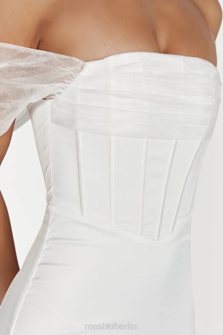 Kleidung Meshki Immer schulterfreies Maxikleid aus Organza-Satin Weiß 2F8B506