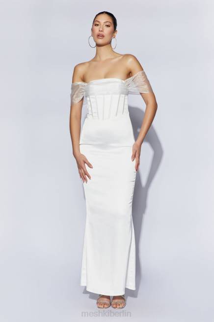 Kleidung Meshki Immer schulterfreies Maxikleid aus Organza-Satin Weiß 2F8B506