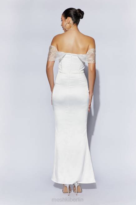 Kleidung Meshki Immer schulterfreies Maxikleid aus Organza-Satin Weiß 2F8B506