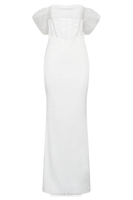Kleidung Meshki Immer schulterfreies Maxikleid aus Organza-Satin Weiß 2F8B506