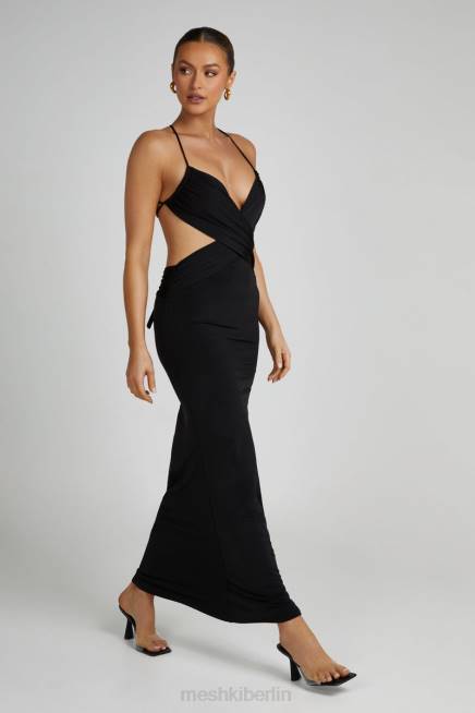 Kleidung Meshki Indiana schleichendes Maxikleid Schwarz 2F8B296