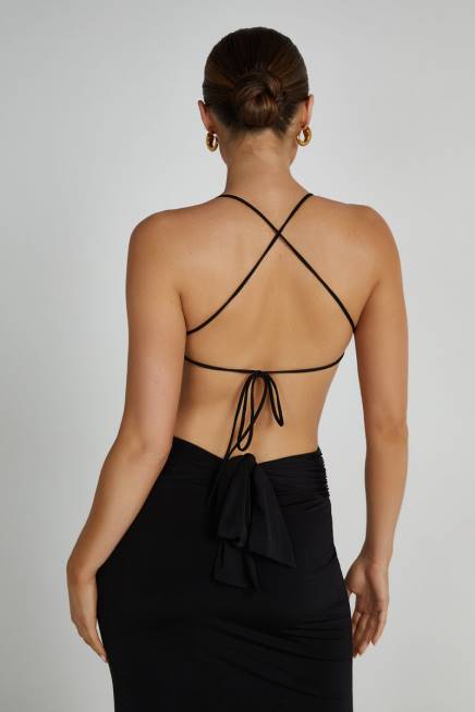 Kleidung Meshki Indiana schleichendes Maxikleid Schwarz 2F8B296