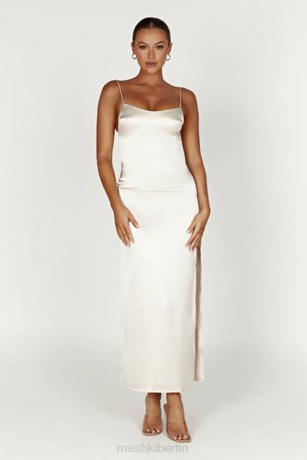 Kleidung Meshki Jacinda Maxi-Slipkleid aus Satin Elfenbein 2F8B373