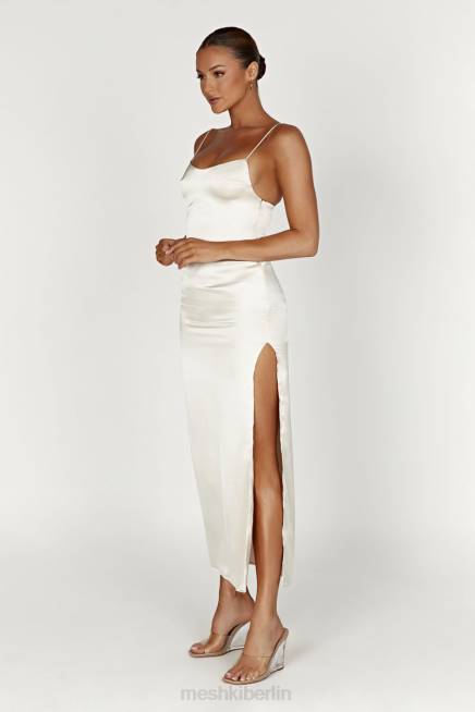 Kleidung Meshki Jacinda Maxi-Slipkleid aus Satin Elfenbein 2F8B373