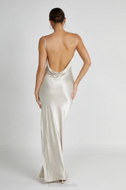 Kleidung Meshki Jadegrünes, rückenfreies Maxikleid mit Wasserfallausschnitt Sand 2F8B193