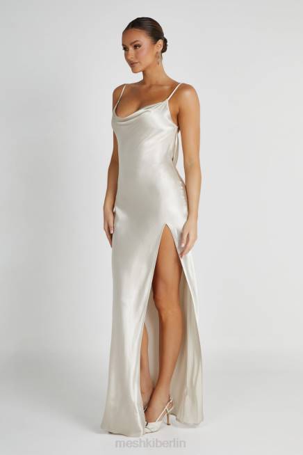 Kleidung Meshki Jadegrünes, rückenfreies Maxikleid mit Wasserfallausschnitt Sand 2F8B193