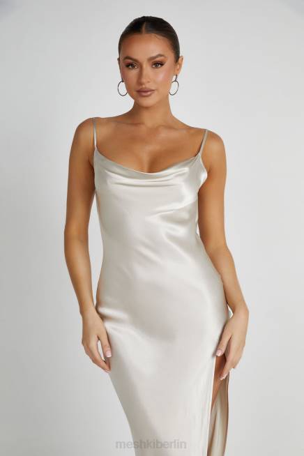 Kleidung Meshki Jadegrünes, rückenfreies Maxikleid mit Wasserfallausschnitt Sand 2F8B193