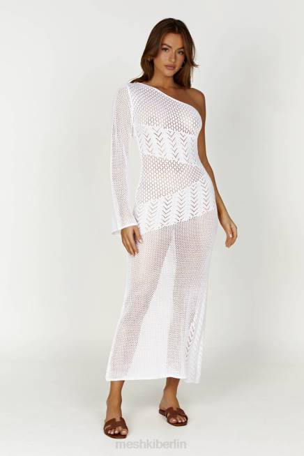 Kleidung Meshki Jody One-Shoulder-Kleid aus gemischtem Garn Weiß 2F8B457