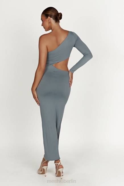 Kleidung Meshki Joyce Maxikleid mit Cut-Outs aus recyceltem Nylon helle Holzkohle 2F8B309