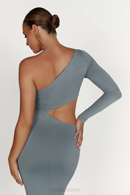 Kleidung Meshki Joyce Maxikleid mit Cut-Outs aus recyceltem Nylon helle Holzkohle 2F8B309