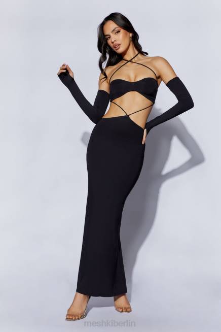 Kleidung Meshki Jules Maxikleid mit Dreiecksausschnitt Schwarz 2F8B688