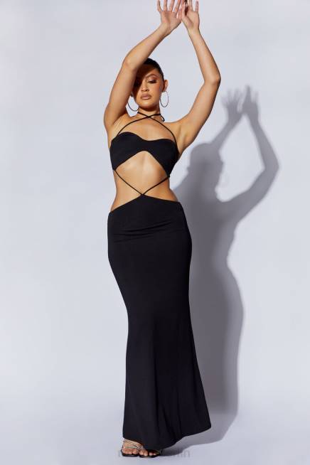 Kleidung Meshki Jules Maxikleid mit Dreiecksausschnitt Schwarz 2F8B688