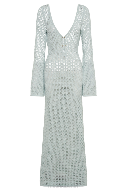 Kleidung Meshki Kayleigh Häkelkleid mit ausgestellten Ärmeln und Fischschwanz arktisches Blau 2F8B30