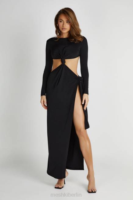 Kleidung Meshki Kiandra Maxikleid mit anschmiegsamem Knoten Schwarz 2F8B271