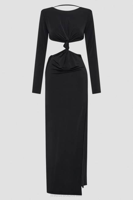 Kleidung Meshki Kiandra Maxikleid mit anschmiegsamem Knoten Schwarz 2F8B271
