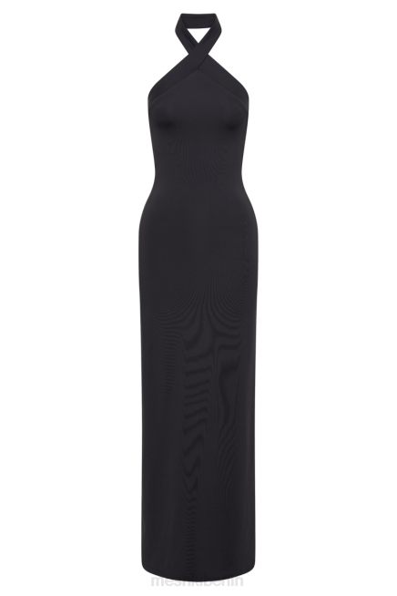 Kleidung Meshki Kimberley Neckholder-Maxikleid aus recyceltem Nylon Schwarz 2F8B93