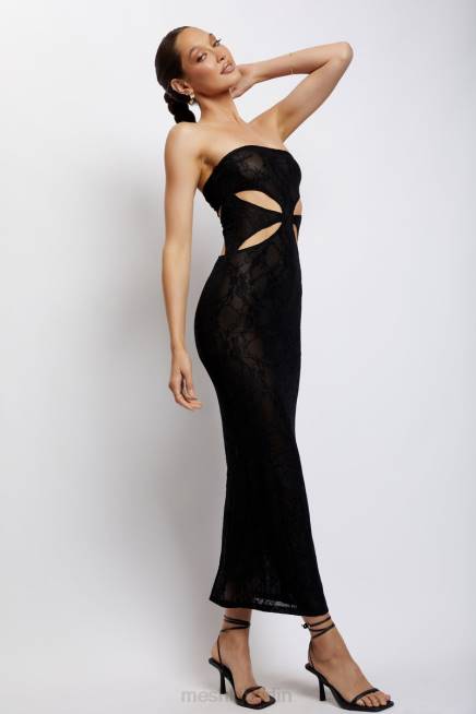 Kleidung Meshki Krista Bandeau-Maxikleid mit Cut-Outs Schwarz 2F8B722