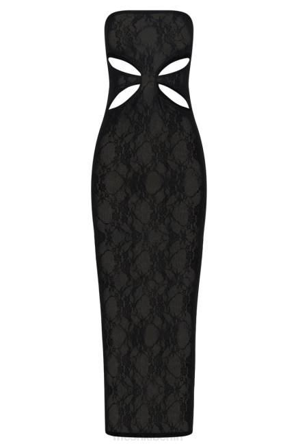 Kleidung Meshki Krista Bandeau-Maxikleid mit Cut-Outs Schwarz 2F8B722