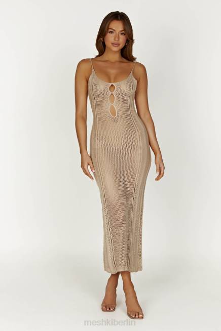 Kleidung Meshki Lilien-Maxikleid aus Mischgarn Taupe 2F8B485