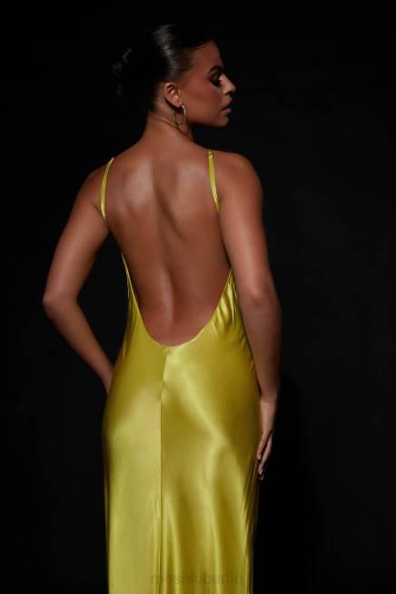 Kleidung Meshki Lucia Satin-Maxikleid mit Cut-Outs Chartreuse 2F8B530