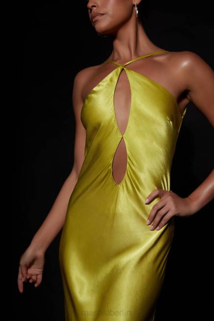 Kleidung Meshki Lucia Satin-Maxikleid mit Cut-Outs Chartreuse 2F8B530