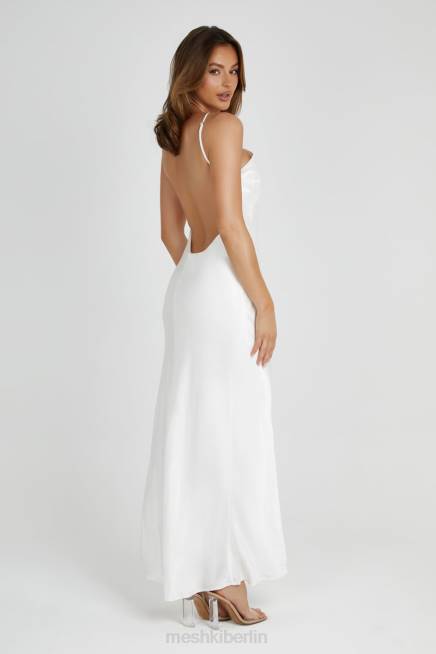 Kleidung Meshki Lucia Satin-Maxikleid mit Cut-Outs Weiß 2F8B297