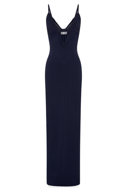 Kleidung Meshki Maia Pointelle-Strick-Maxikleid Marine 2F8B83