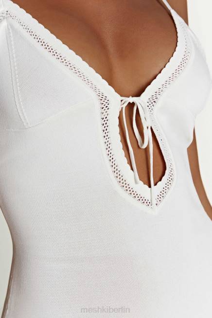 Kleidung Meshki Maia Pointelle-Strick-Maxikleid Weiß 2F8B317