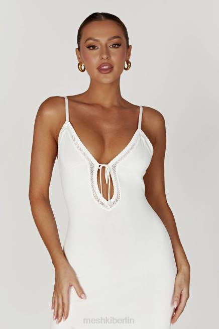 Kleidung Meshki Maia Pointelle-Strick-Maxikleid Weiß 2F8B317