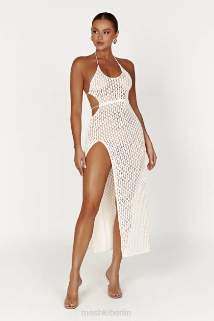 Kleidung Meshki Malia Häkel-Maxikleid mit Cut-Outs Creme 2F8B698