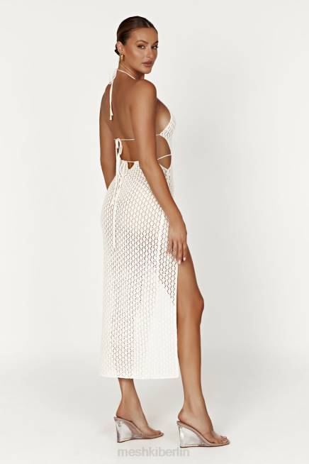 Kleidung Meshki Malia Häkel-Maxikleid mit Cut-Outs Creme 2F8B698