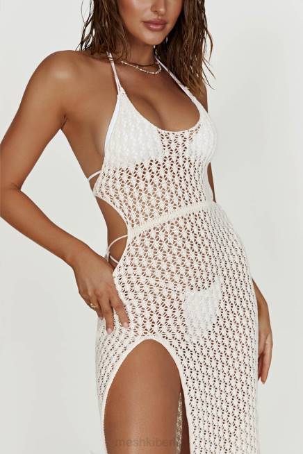 Kleidung Meshki Malia Häkel-Maxikleid mit Cut-Outs Creme 2F8B698