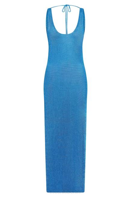 Kleidung Meshki Maryam-Strick-Maxikleid mit seitlichem Schlitz azurblau 2F8B637