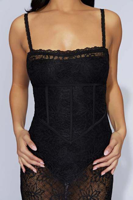 Kleidung Meshki Mathilde Spitzenkorsettkleid Schwarz 2F8B514