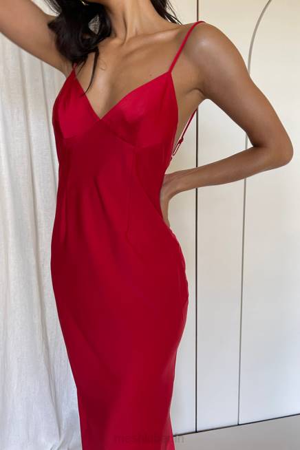 Kleidung Meshki Maxikleid aus Baily-Satin Rot 2F8B527