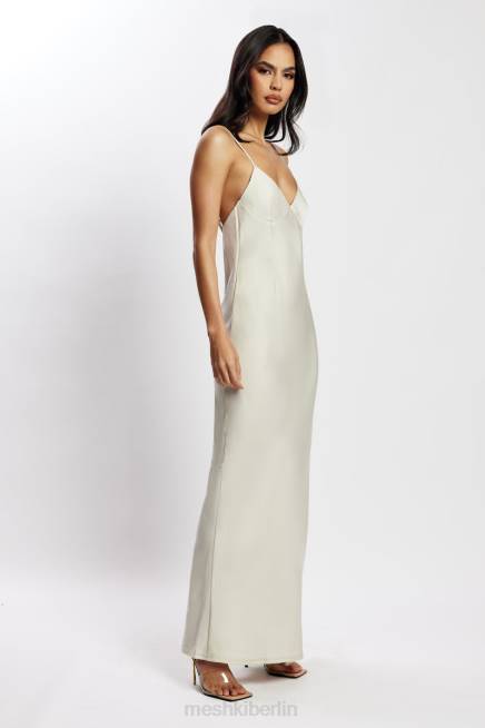 Kleidung Meshki Maxikleid aus Baily-Satin Silber 2F8B702