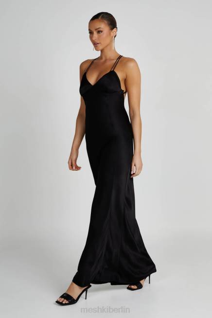 Kleidung Meshki Maxikleid aus Makari-Satin Schwarz 2F8B134