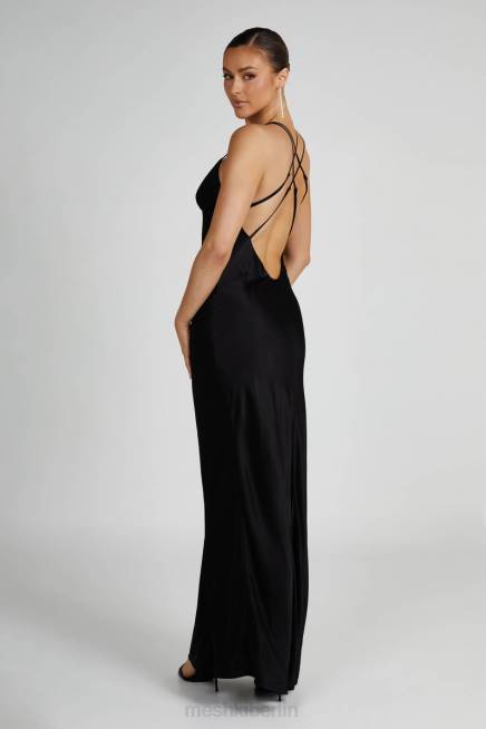 Kleidung Meshki Maxikleid aus Makari-Satin Schwarz 2F8B134