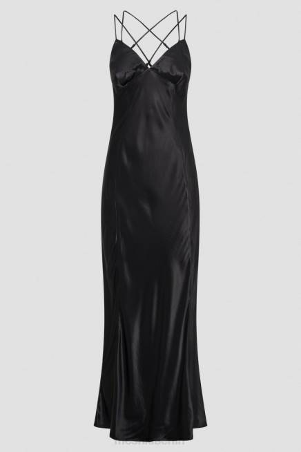 Kleidung Meshki Maxikleid aus Makari-Satin Schwarz 2F8B134