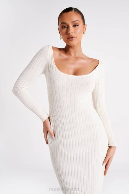 Kleidung Meshki Maxikleid aus Zinnia-Strick mit Schlitz Weiß 2F8B86