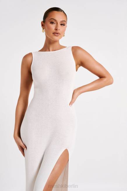 Kleidung Meshki Maxine, transparentes Strick-Maxikleid Weiß 2F8B75