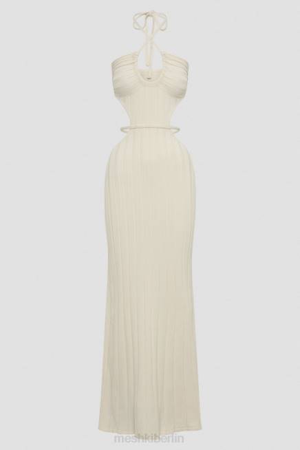 Kleidung Meshki Minerva-Strick-Maxikleid mit Cut-Outs Elfenbein 2F8B256